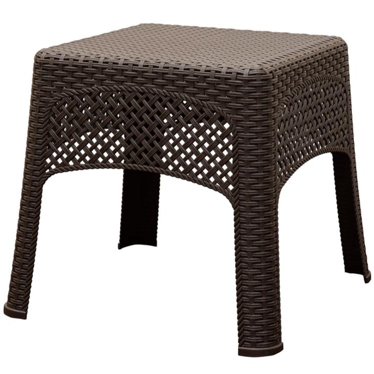 Adams Square Woven Resin Side Table (Brown) - 18"