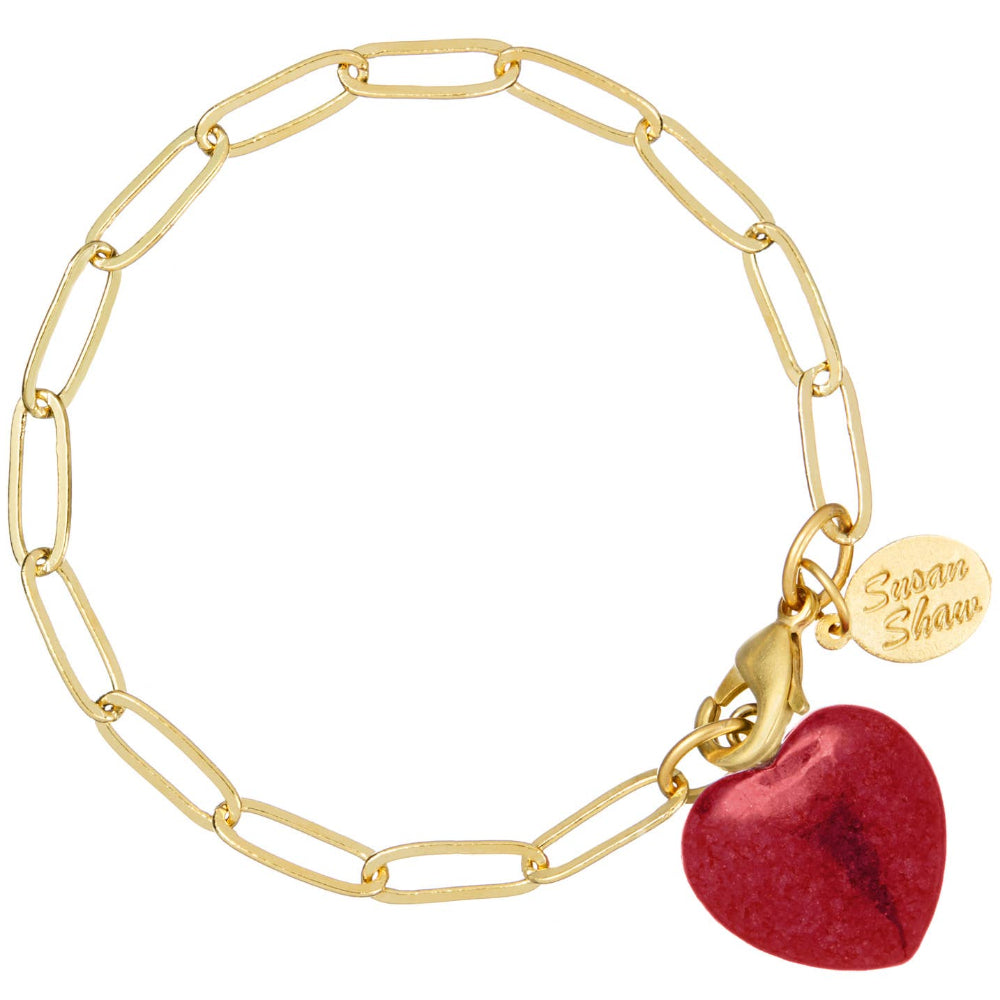 Susan Shaw Audrey Heart Gold Chainlink Bracelet