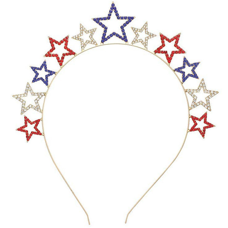 Slant Patriotic Metal Stars Headband