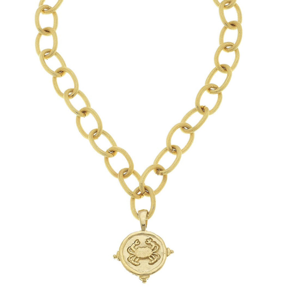 Susan Shaw Gold Crab Coin Necklace