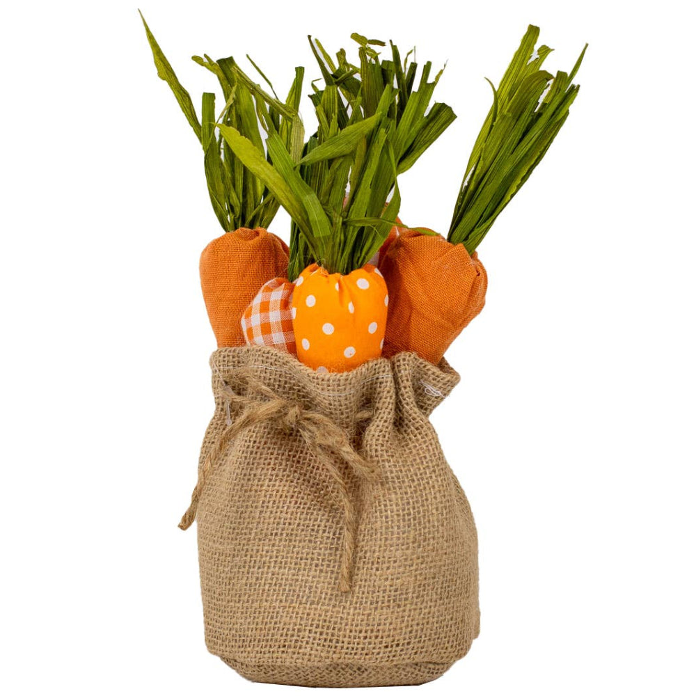 Royal Standard Mini Burlap Sack & Carrots Decoration - 9"
