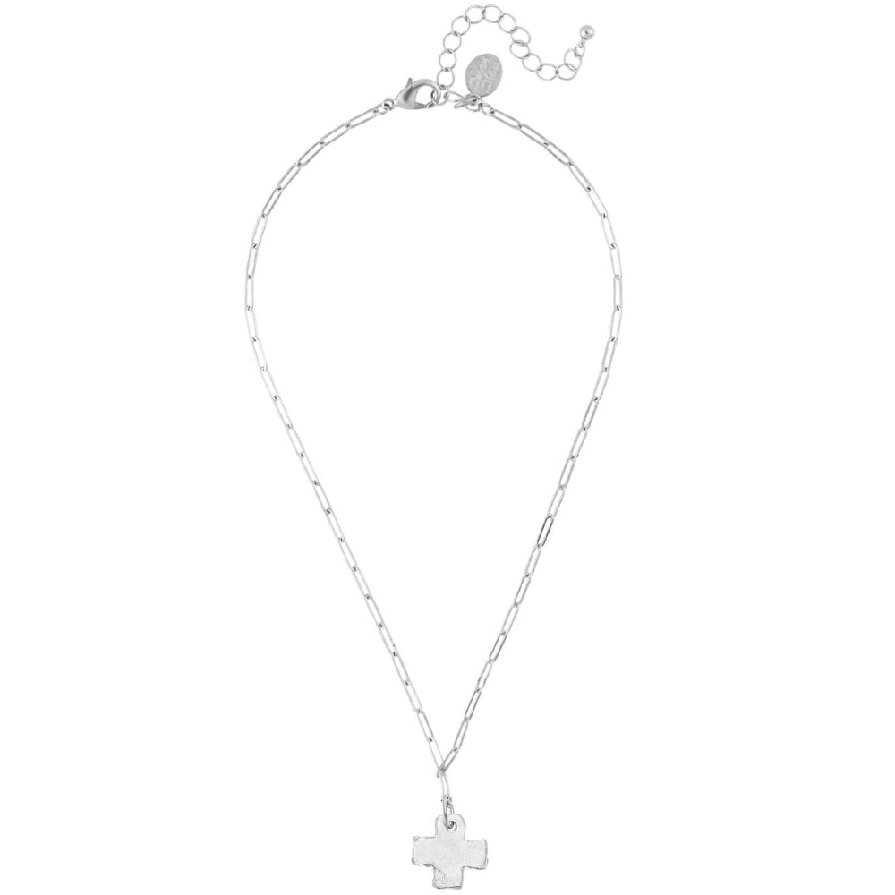 Susan Shaw Mini Cross Pendant Paperclip Necklace