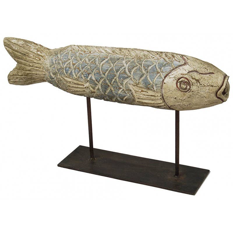 Provence Distressed Resin Fish Figurine - 20" x 4" x 11"