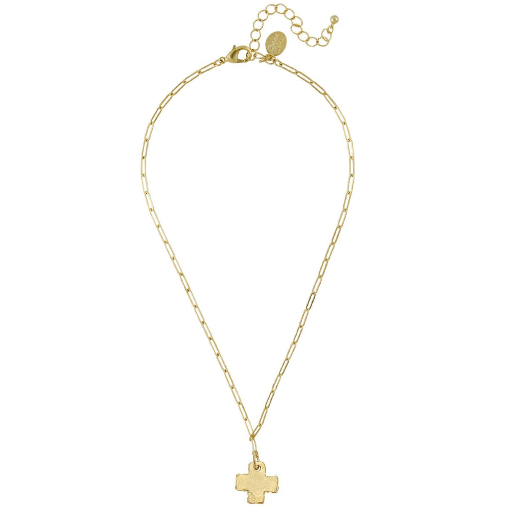 Susan Shaw Mini Cross Pendant Paperclip Necklace