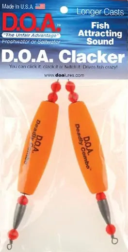 D.O.A. Popping Clacker Floats (Orange) - 2 pc.