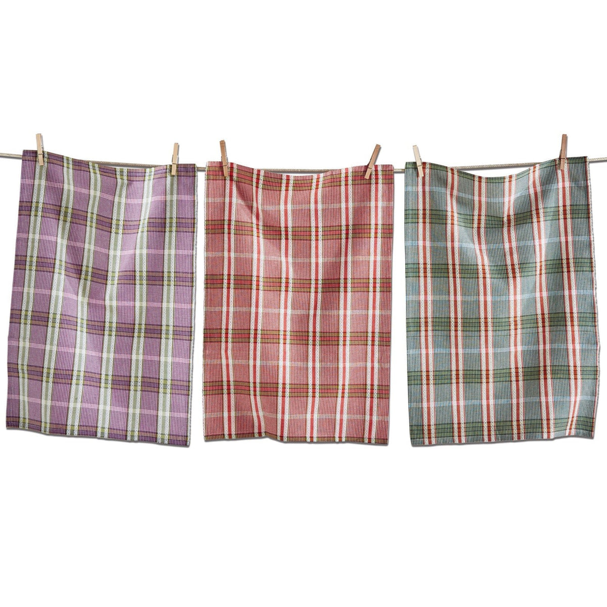 Sierra Plaid Style Cotton Dishtowels - 3 pc.
