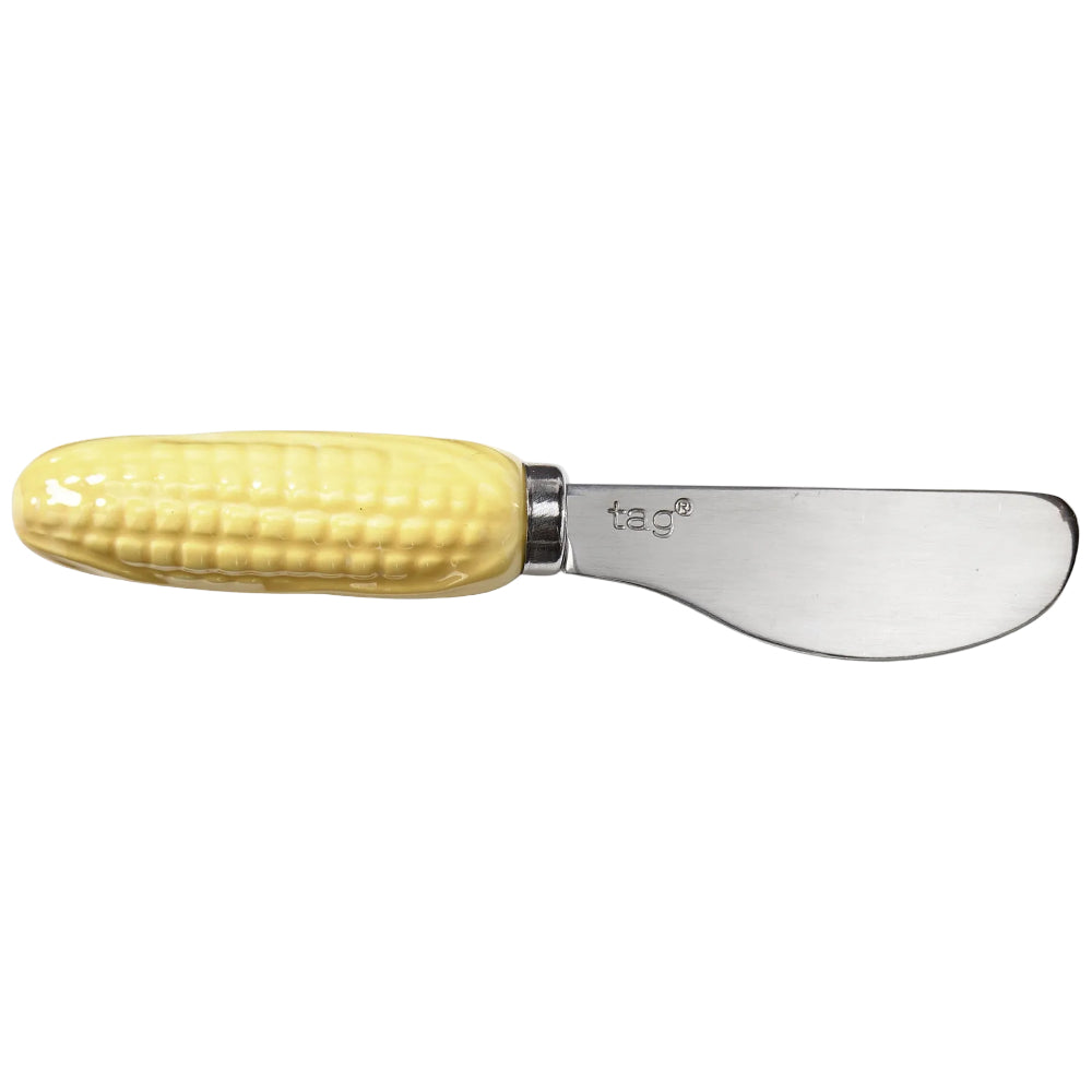 TAG Stainless Steel Spreading Knife w/ Ceramic Corn Cob Handle - 2.7"