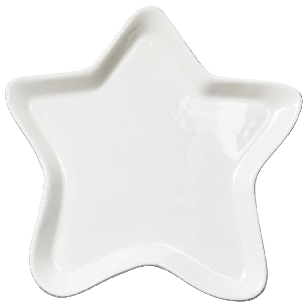 TAG White Glazed Earthenware Star-Shaped Plate - 13" x 13"