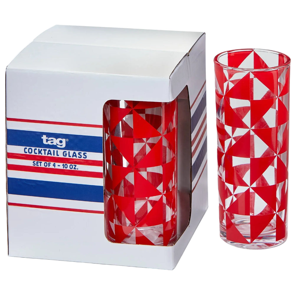 TAG Red Pinwheel Drinking Glasses - 4 pc.