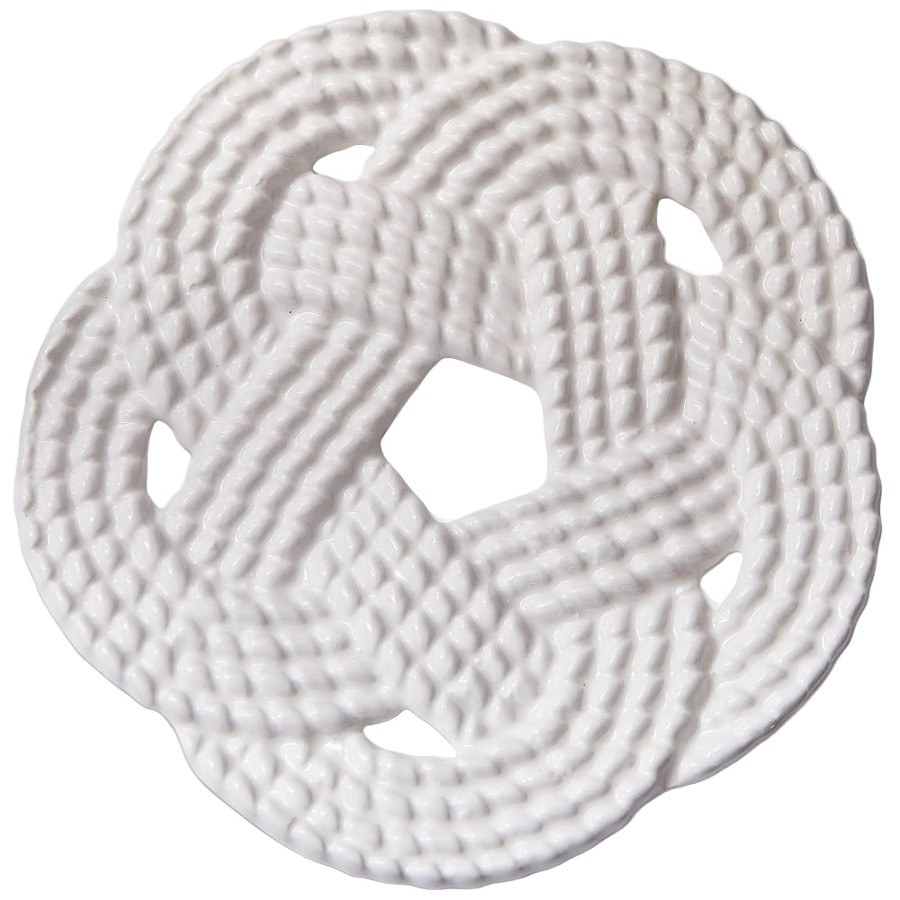 TAG Glazed White Stoneware Cinquefoil Rope Trivet - 7.5"