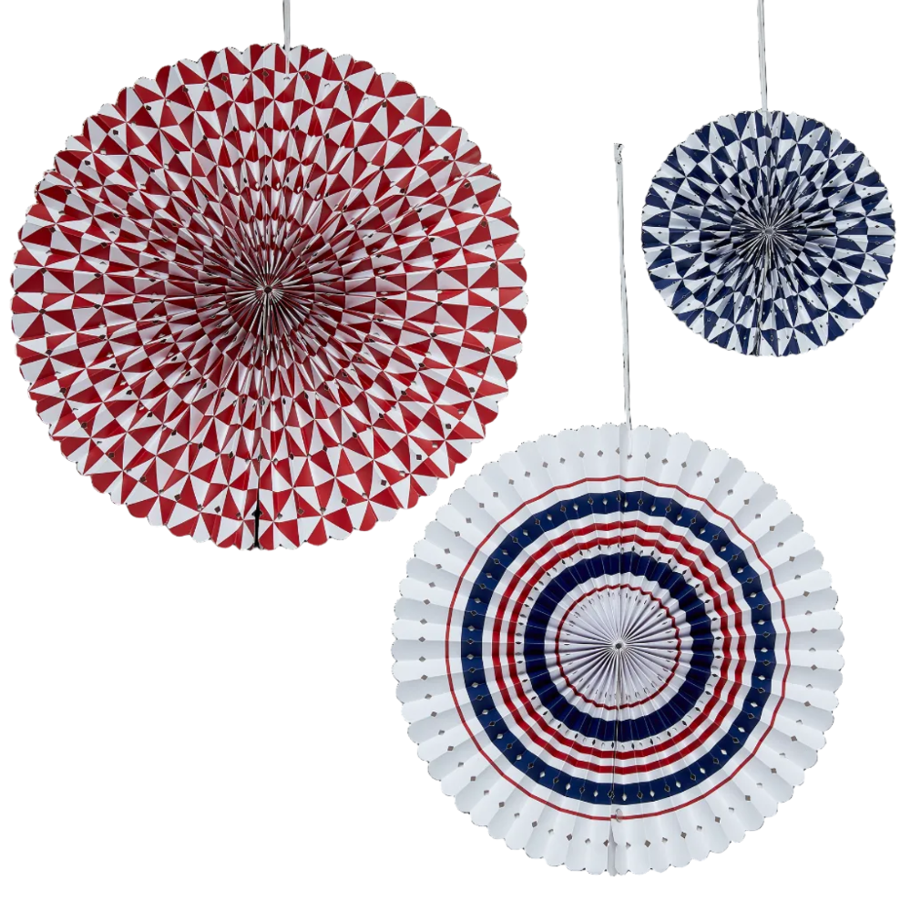 TAG Red, White, & Blue Hanging Paper Fan Décor - 3 pc.
