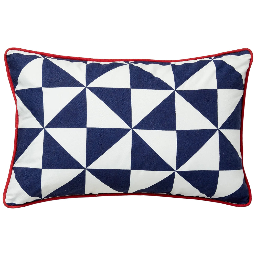 TAG Navy & White Polyester Pinwheel Pattern Pillow - 13" x 20"