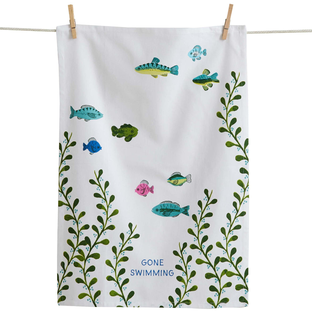 TAG "Gone Swimming" Cotton Dish Towel - 18" x 26"