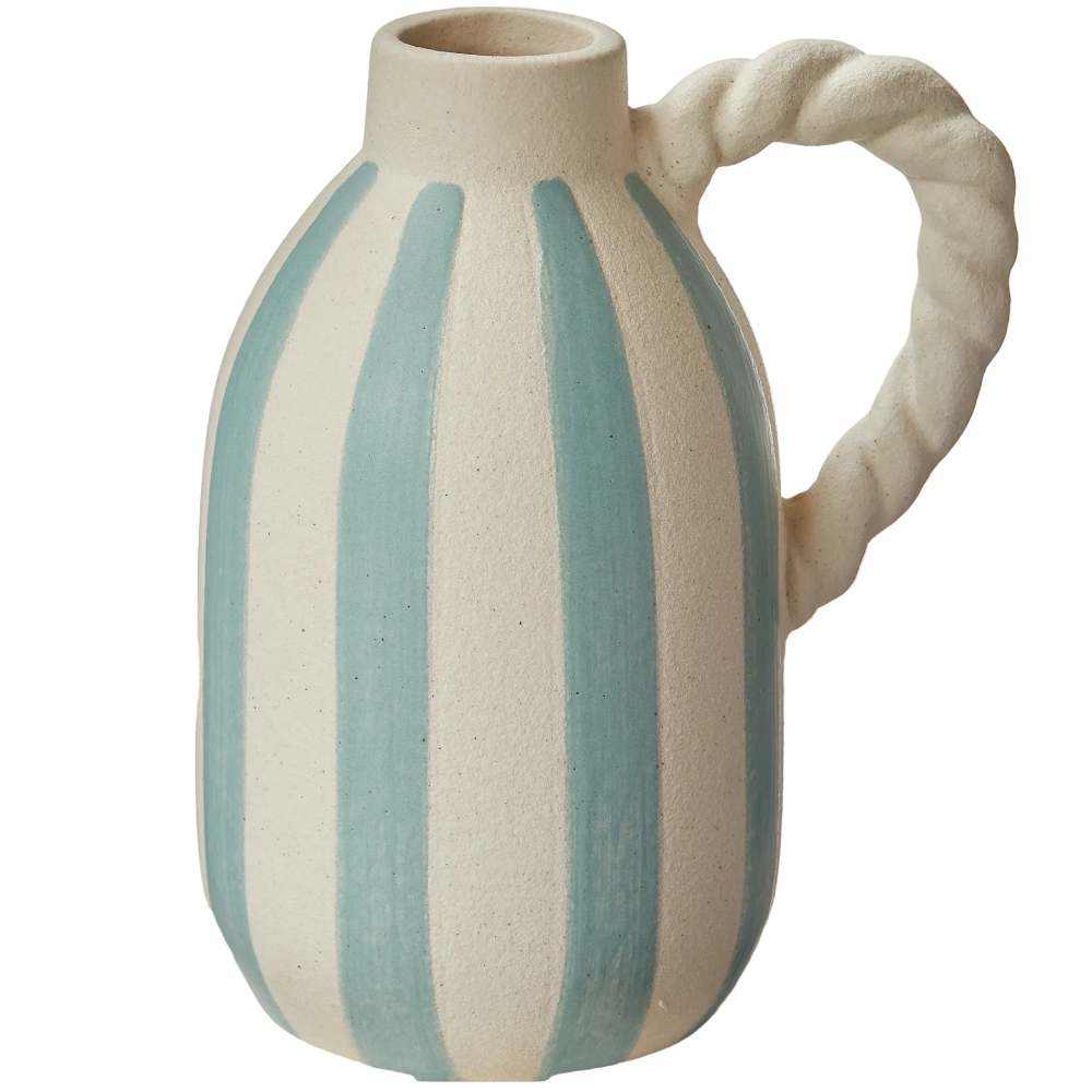 TAG Painted Striped Stoneware Jug Vase