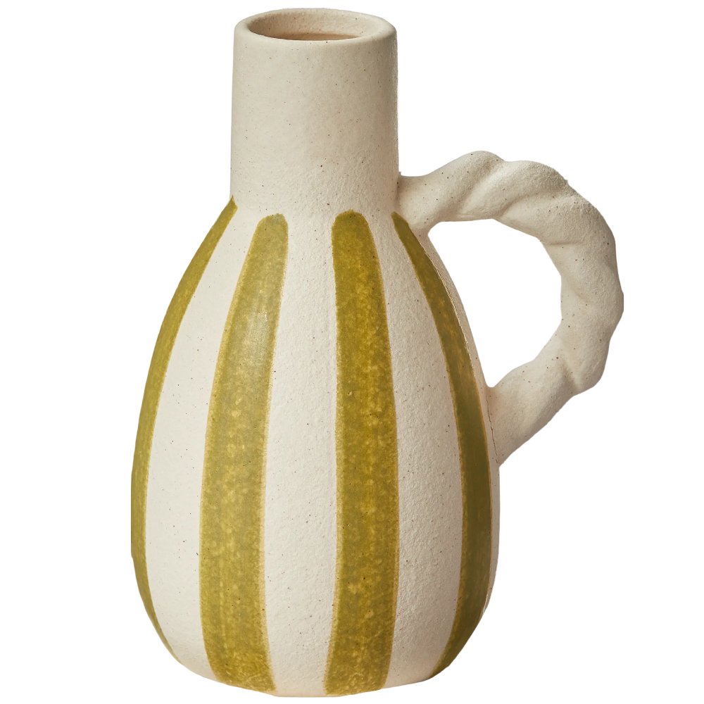TAG Painted Striped Stoneware Jug Vase