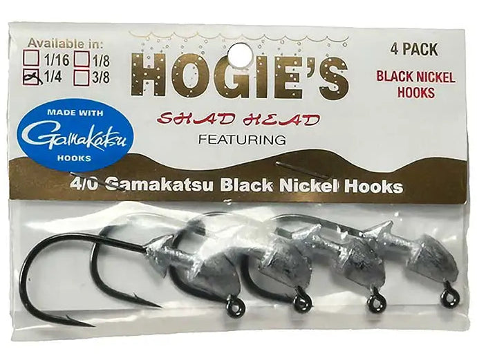 Hogie's Shad Head Gamakatsu Black Nickel Jigheads - 4 pc.