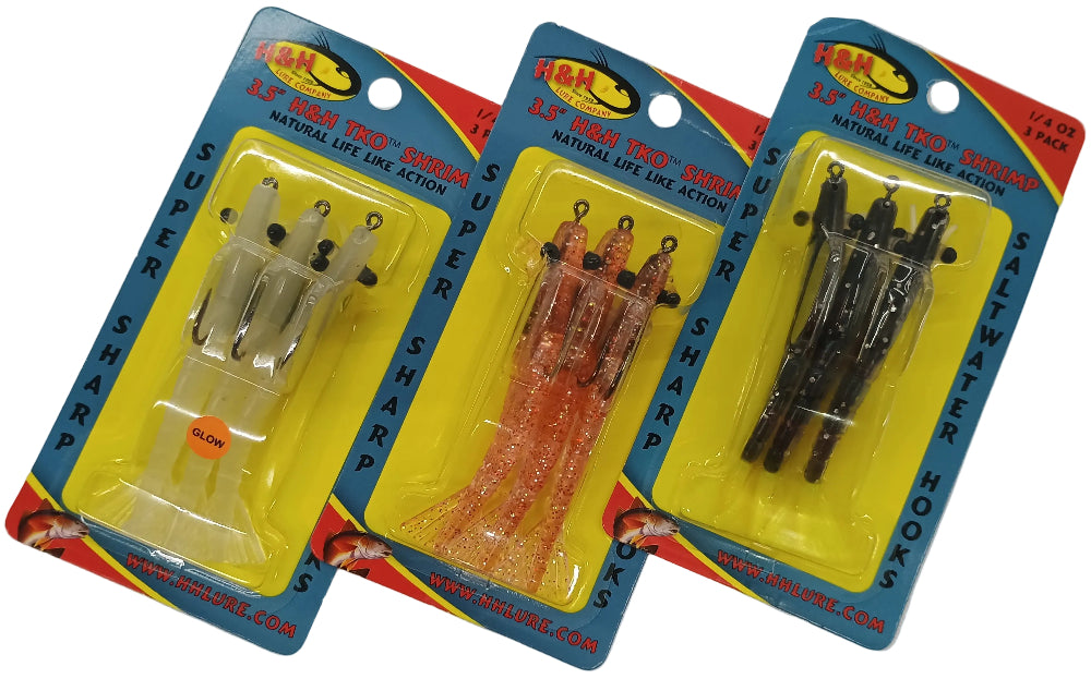 H&H TKO Shrimp 3.5" Pre-Rigged Soft Lures - 3 pc.