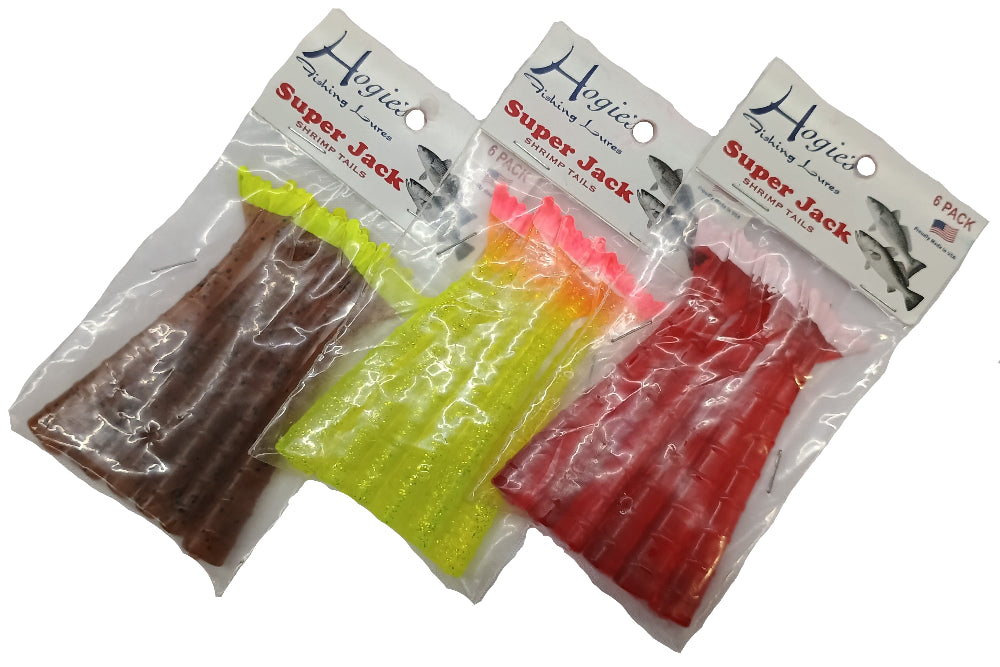 Hogie's Super Jack Shrimp Tails 4" Soft Lures - 6 pc.