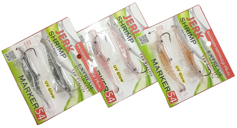 Marker 54 Jerk Shrimp Soft Lure + Hook Rigs - 2 pc.