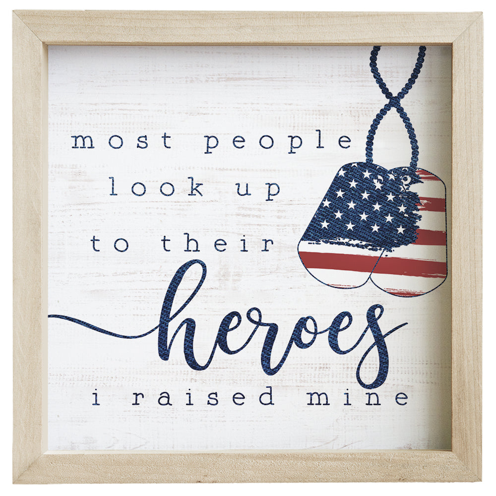 Sincere Surroundings "Heroes" Wooden Patriotic Sign - 10" x 10"