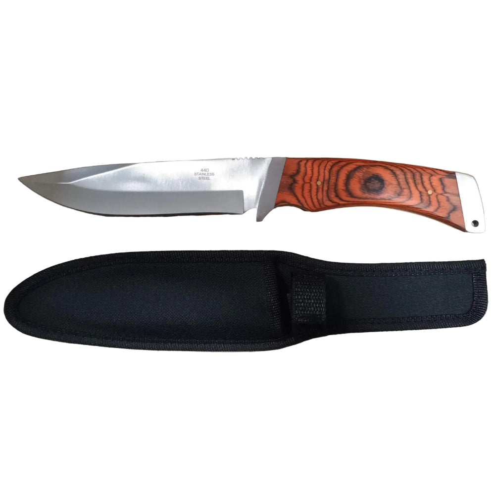 Marlin Stainless Steel & Wood Handle Sportsman's Fixed Blade Knife (w/ Sheath) - 6"