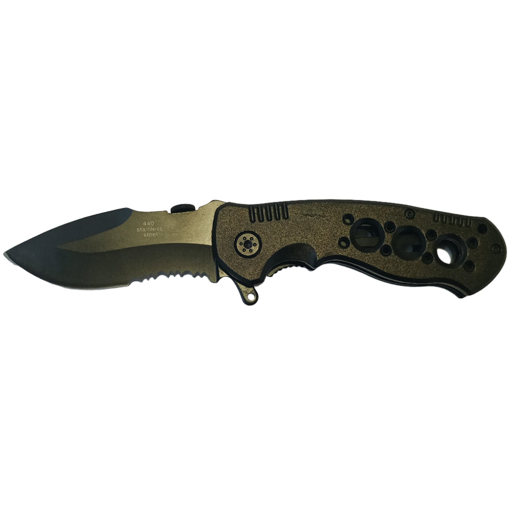 Marlin Black Serrated Stainless Steel Folding Knife - 3"