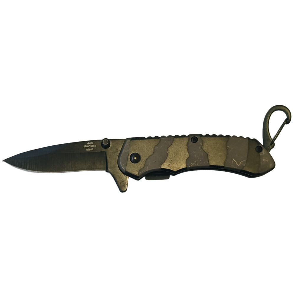 Marlin Black Camo Stainless Steel Folding Knife - 2.5"