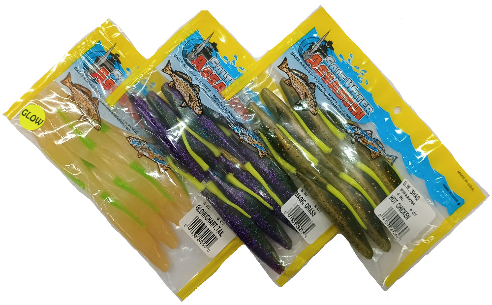 Bass Assassin Swimming Shad & Sea Shad Soft Lures - 4" & 5"