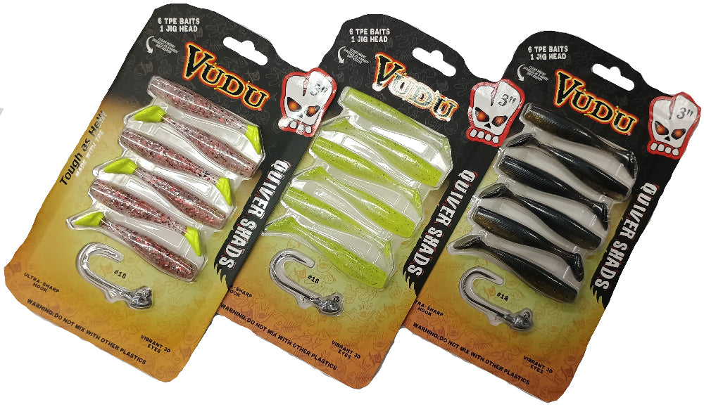 Vudu Quiver Shad 3" Lures w/ #18 Jig Head - 6 pc.