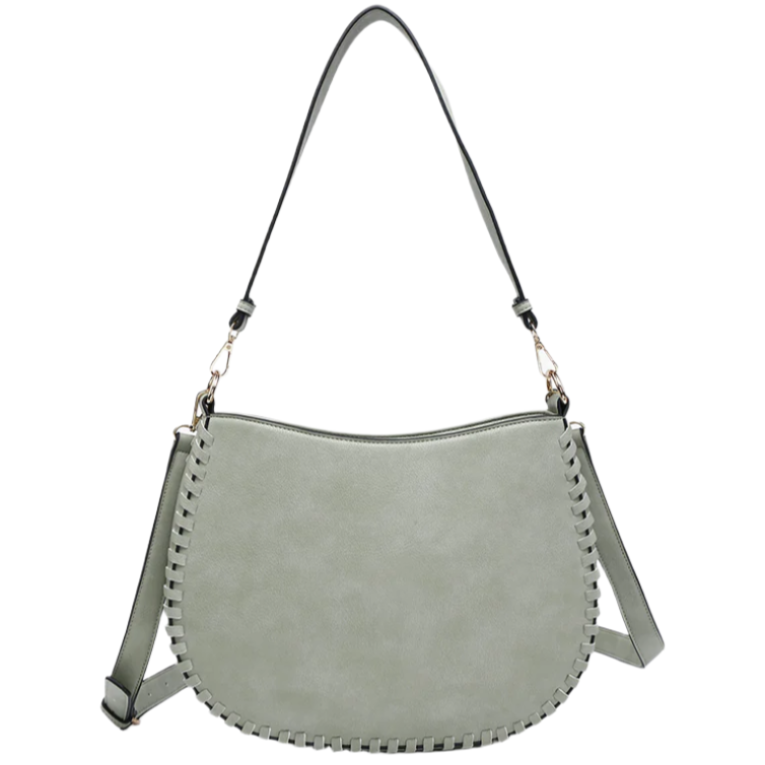 Jen & Co. Raquel Whipstich Vegan Leather Crossbody Saddle Bag