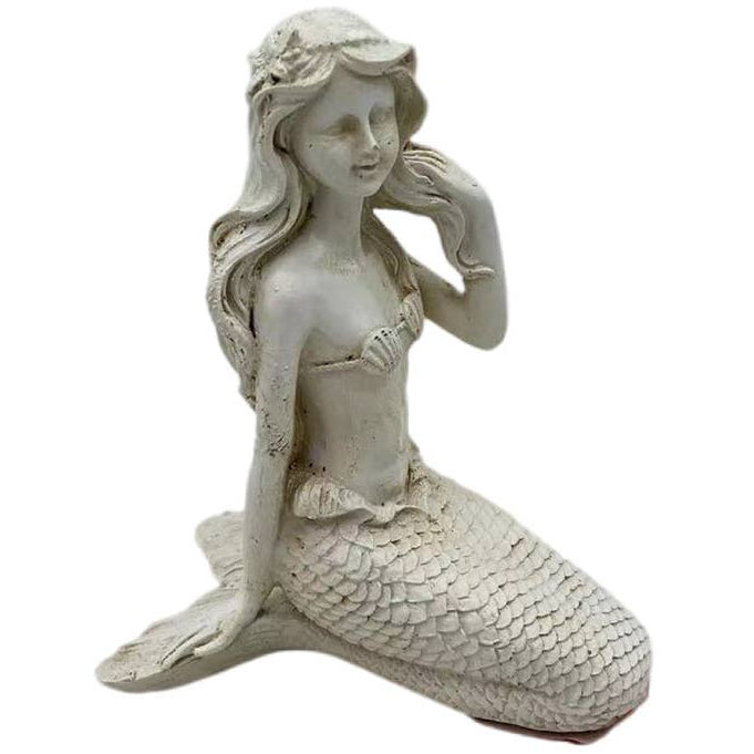 CB Home White Resin Sitting Mermaid Figurine - 3.75"