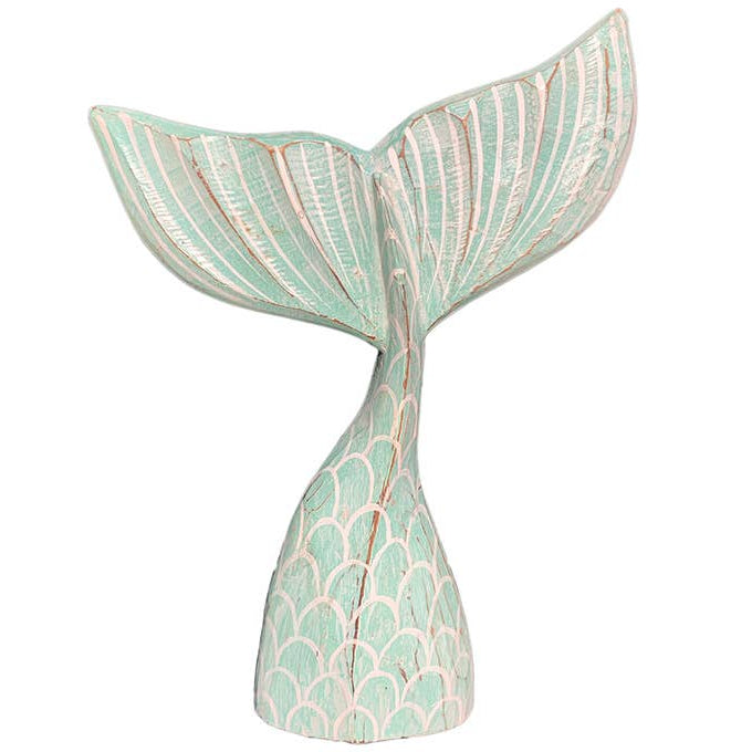 CB Home Wooden Rustic Mermaid Tail Tabletop Décor - 14"
