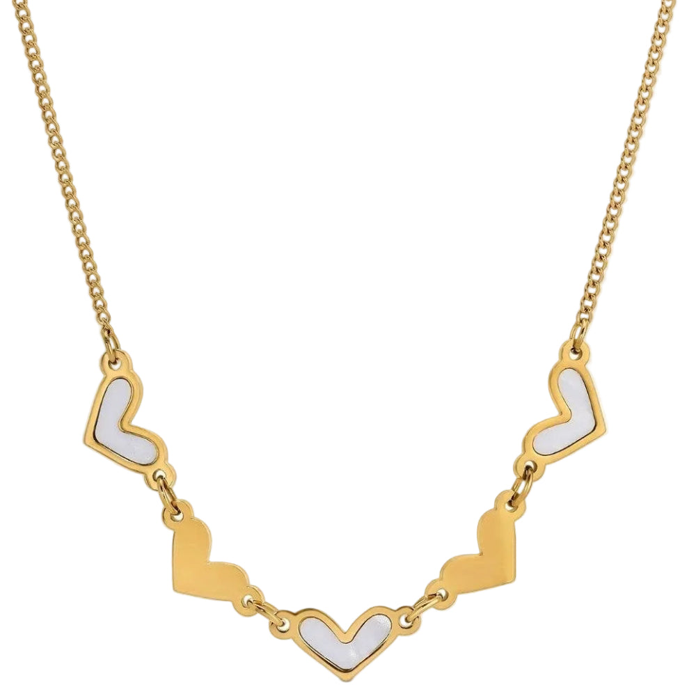 Splendid Iris Gold PVD Plated Cascading Hearts Necklace