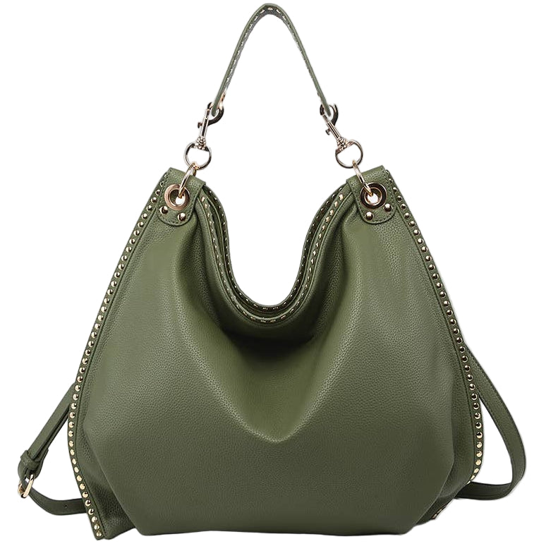 Jen & Co. Carly Studded Slouchy Vegan Leather Hobo Bag