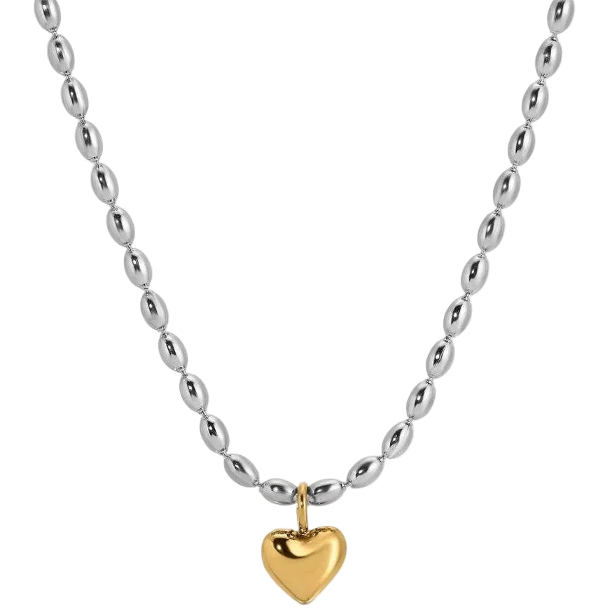 Splendid Iris Stainless Steel & Gold Petite Heart Pendant Necklace