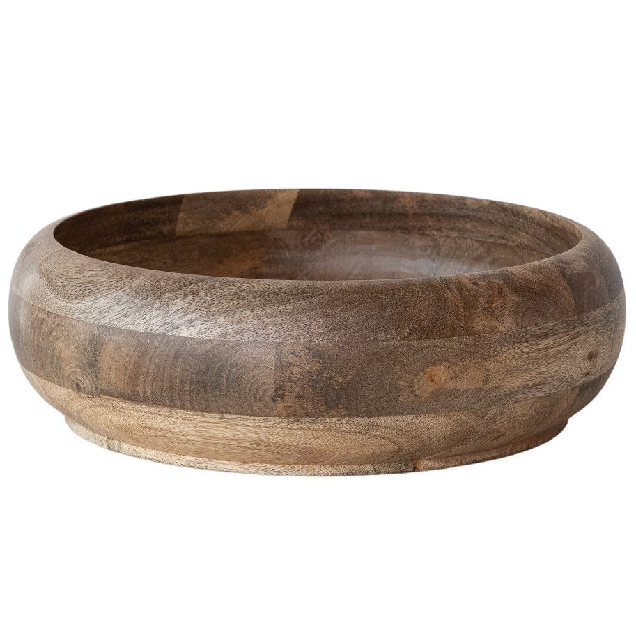 Rounded Natural Mango Wood Fruit Bowl - 14"