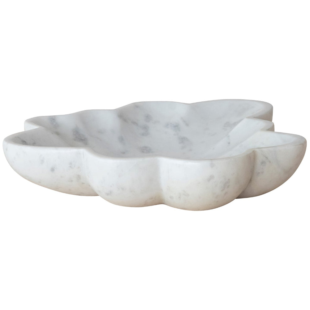 CO-OP White Marble Flower-Shaped Dish - 12" x 12.5"