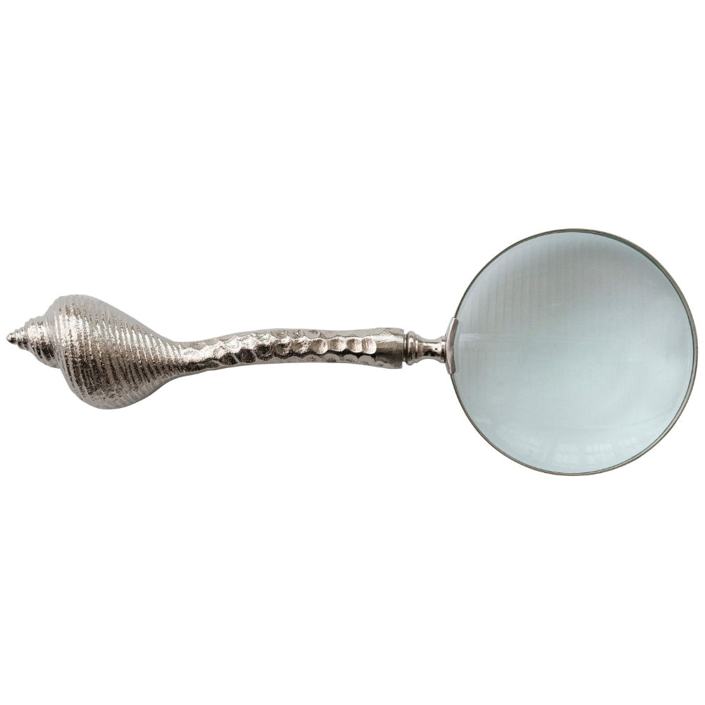 Cast Aluminum Magnifying Glass w/ Spiral Conch Handle - 11"