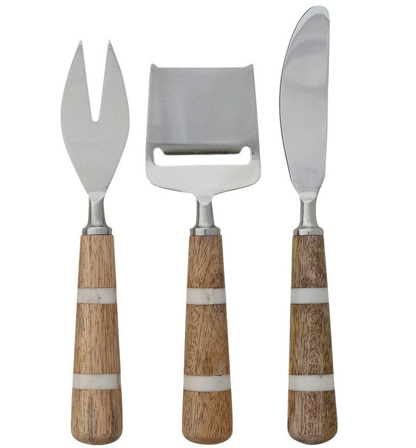 Mango Wood & Resin Handle Stainless Steel Cheese Knives - 3 pc.