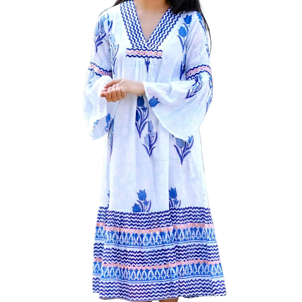 Dolma Cotton Frances Hand-Printed Dress