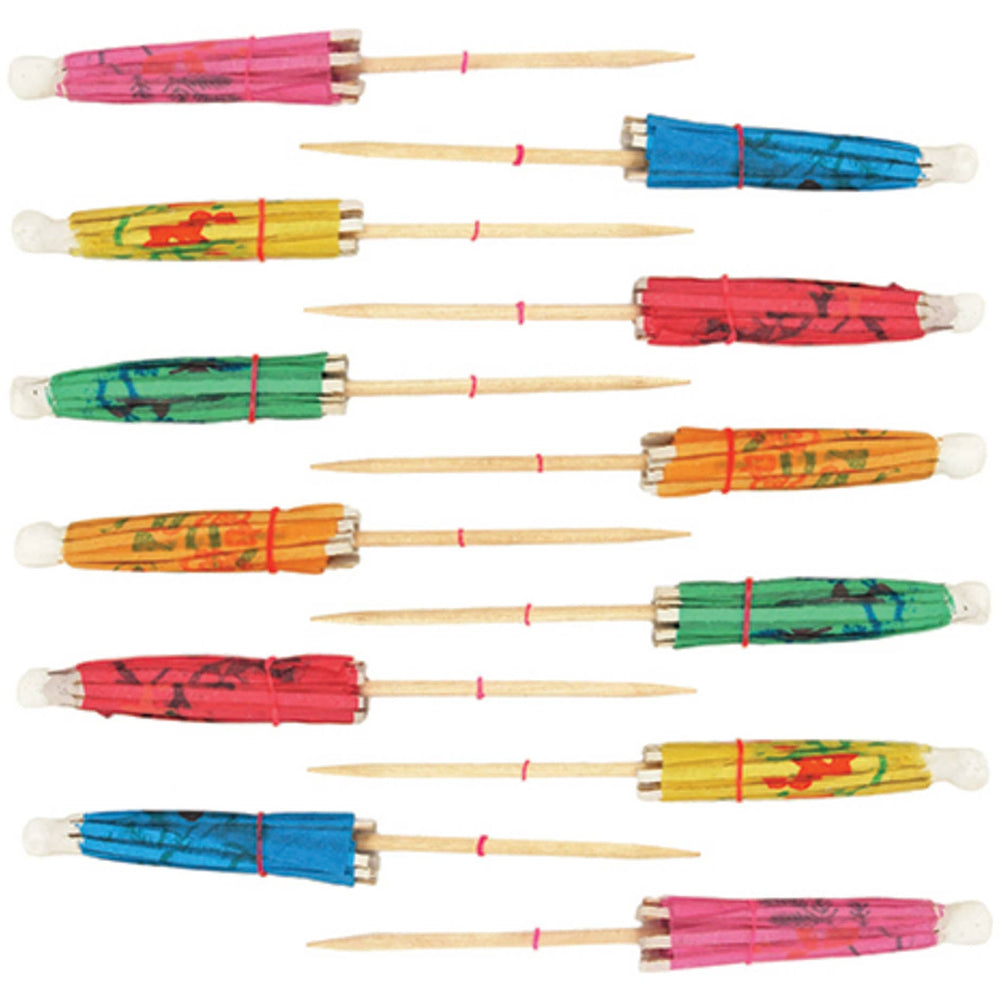 TRUE Classic Wood & Paper Umbrella Drink Picks - 12 pc.