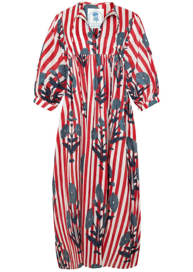 Maison Marigold Taj Maxi Striped Floral Dress
