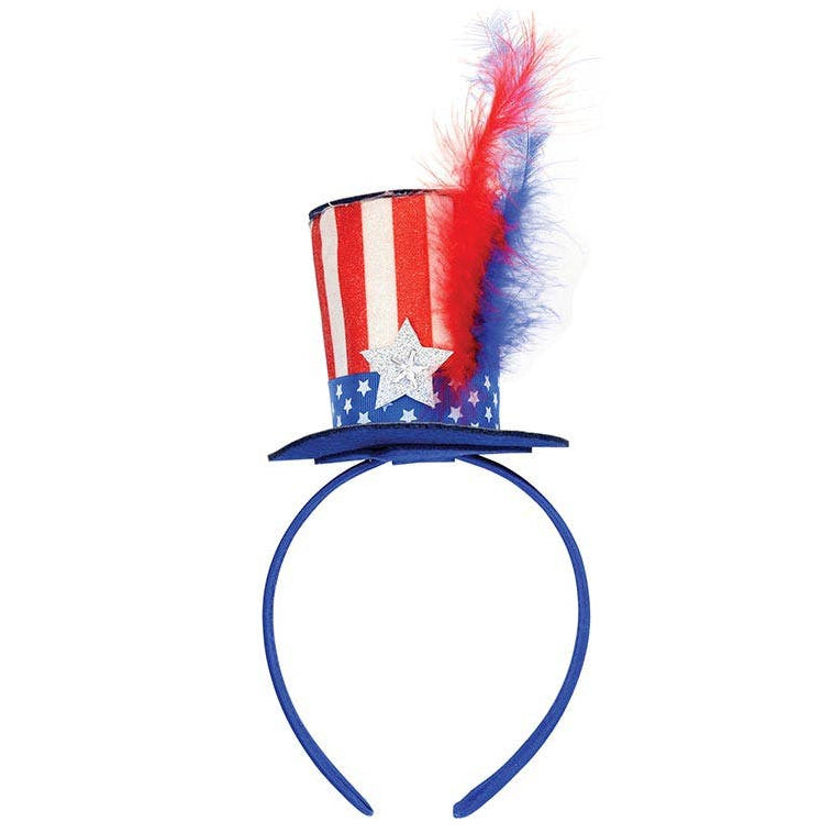 Slant Patriotic Striped Felt Stovepipe Hat Headband