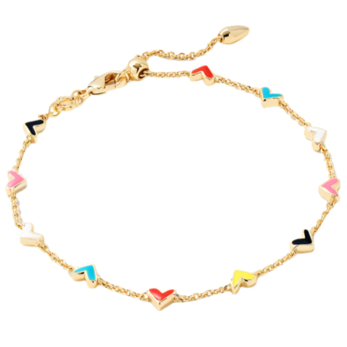 Kendra Scott Haven Heart Gold Multicolored Charm Bracelet